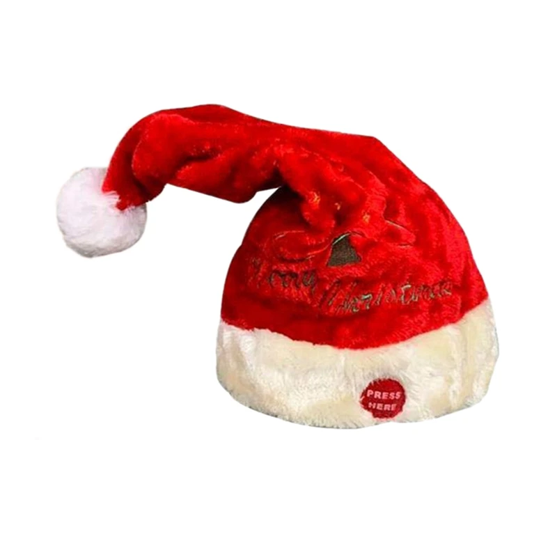 

Electric Christmas Hat Velvet Embroidered Christmas Music Party Decoration Christmas Gift Santa Claus Hat for Christmas Crafts