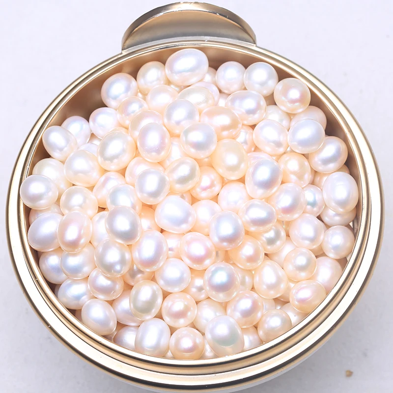 Природный пресноводный Овальный каплевидный белый жемчуг в комплекте с 8 9 мм