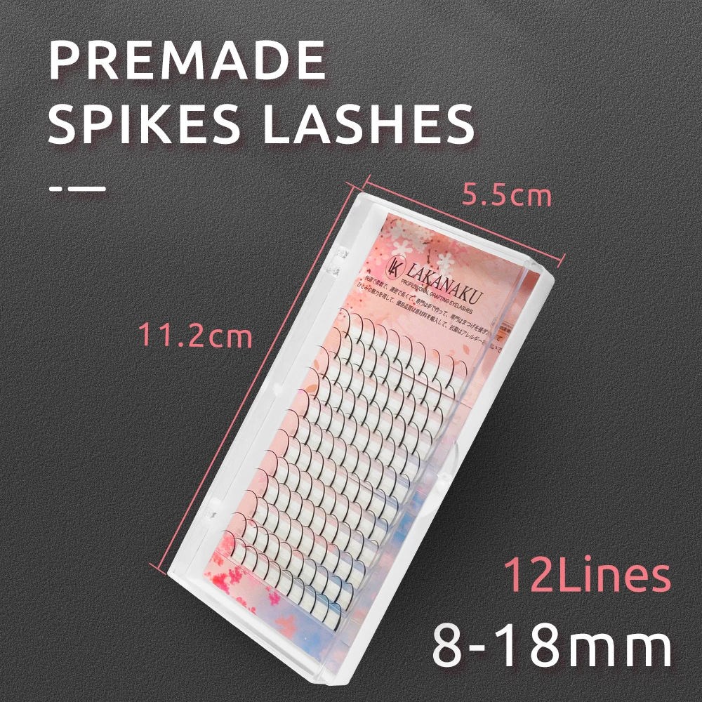 

LAKANAKU Spikes Lashes Fluffy Individual Eyelash Extension Premade Russian Volume Fans All Size Cilios