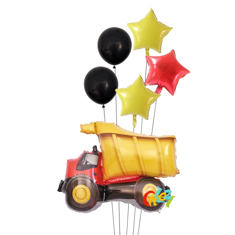 6pcs Cartoon Car Balloons Train Police Car Tank Airplane Fir Truck  Birthday Party Decoration Baby Shower Kid Toys Helium Globos