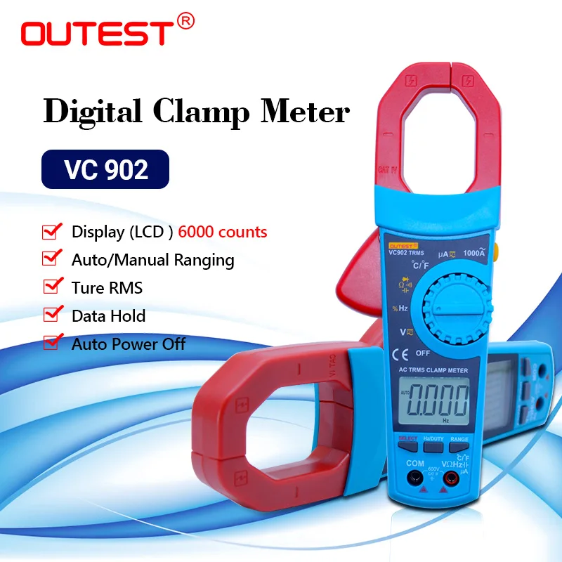 ЖК дисплей Автоматический диапазон цифровой мультиметр зажим VC902