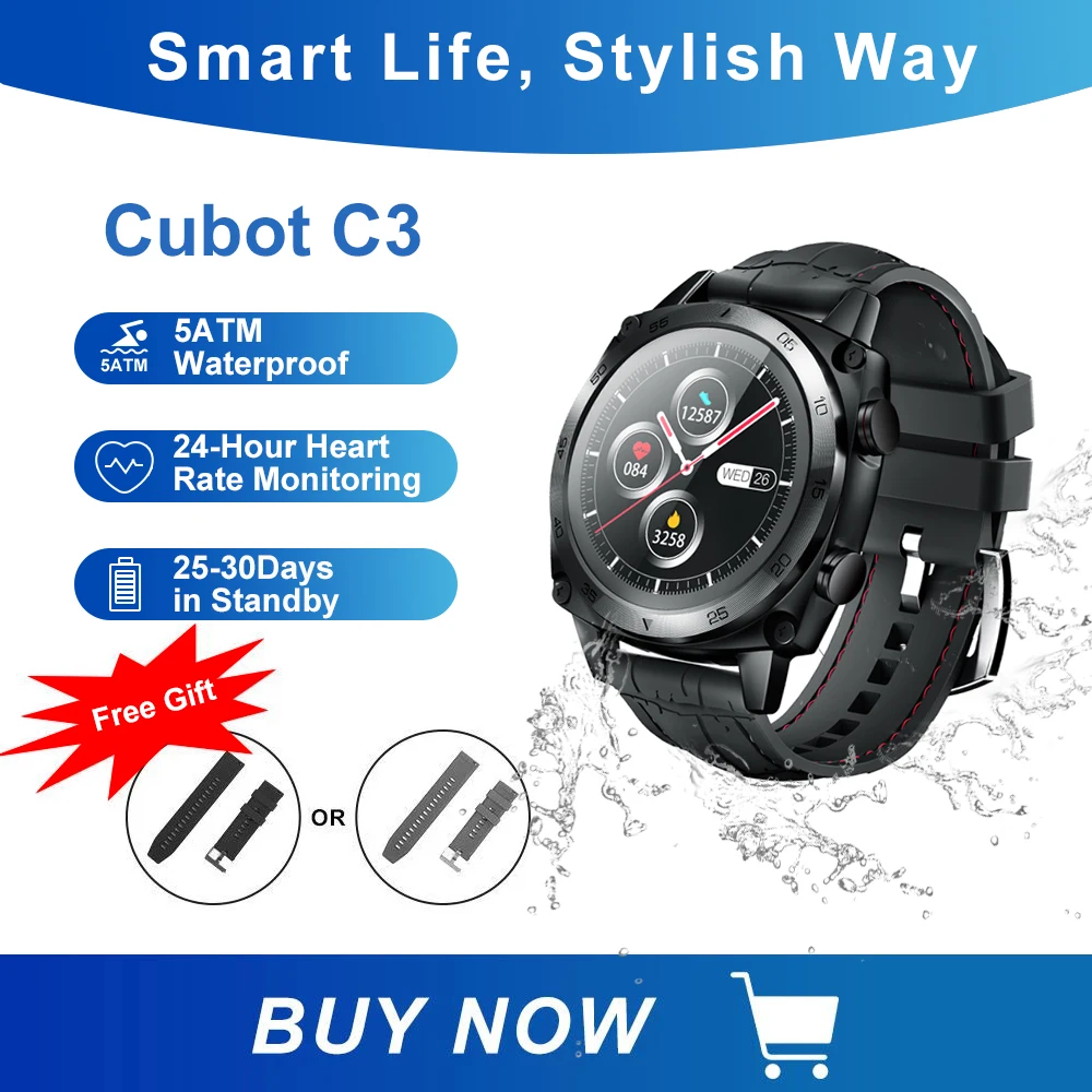 Cubot C3 Smartwatch Спортивный Водонепроницаемый 5ATM Фитнес-Трекер Смарт-Часы женские