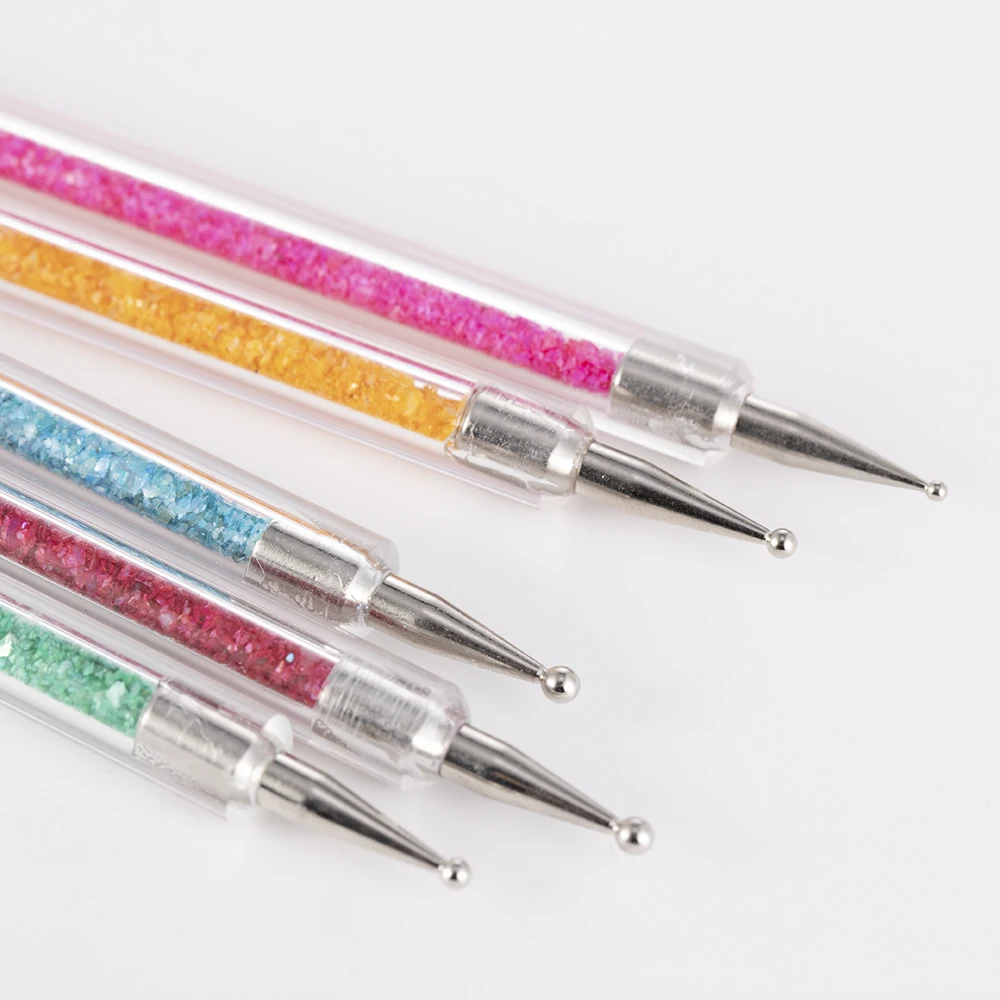 5 шт./компл. ручка кисть для дизайна ногтей с двумя головками из нержавеющей стали