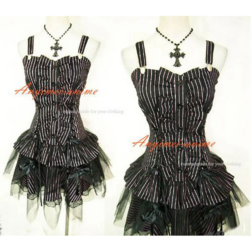 

fondcosplay hiphop Gothic Tripp Lolita Punk Fashion Outfit black strips dress Cosplay Costume Tailor-Made[CK1136]