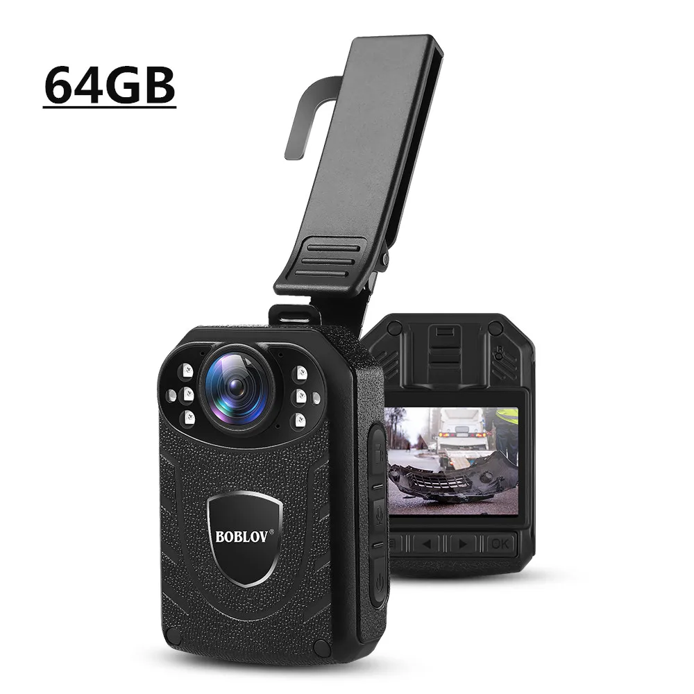 Полицейская мини-камера BOBLOV HD 1296p 64 ГБ с экраном 2 дюйма | Безопасность и защита
