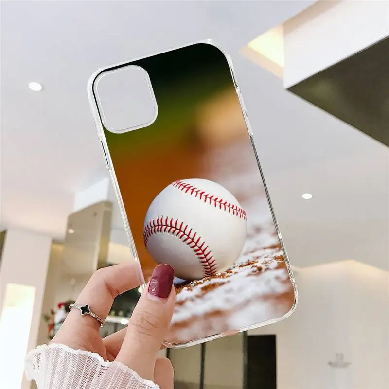 

Sport baseball Phone Case Transparent for iPhone 11 12 mini pro XS MAX 8 7 6 6S Plus X 5S SE 2020 XR