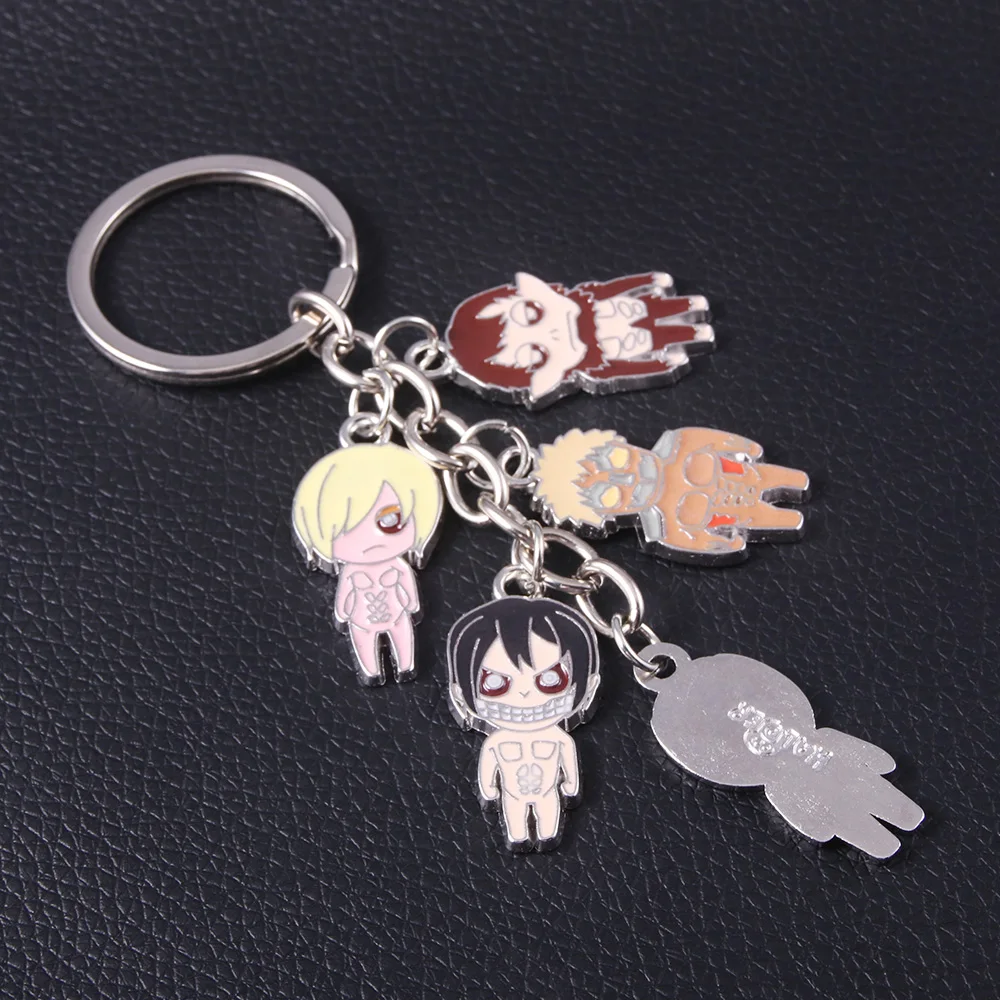 Anime Attack On Titan Keychain Cartoon Colossal Eren Jaeger Metal Pendant Key Chain for Women Men Keyring Jewelry |