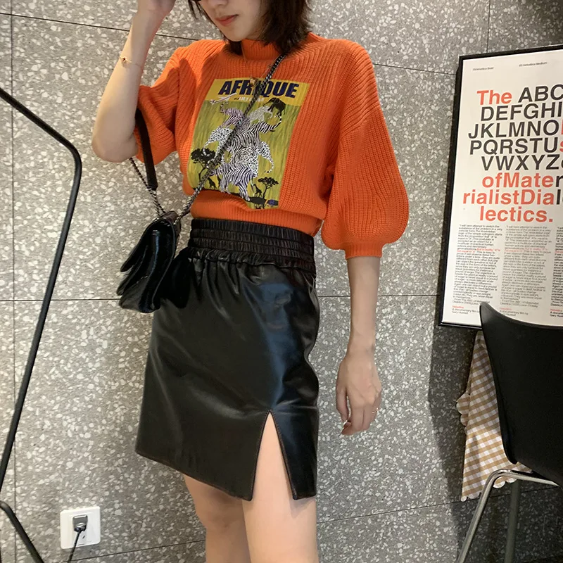 

Импортная замшевая юбка с надписью, тонкая юбка средней длины с высокой талией, Очень шикарная короткая юбка pipi