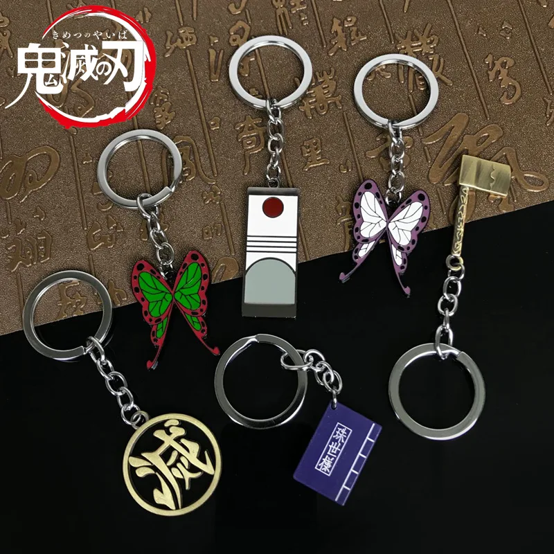 

2021Anime Demon Slayer Kimetsu No Yaiba keychain Metal alloy Pendant Props Kamado Tanjirou Cosplay accessories Woman Man Gift