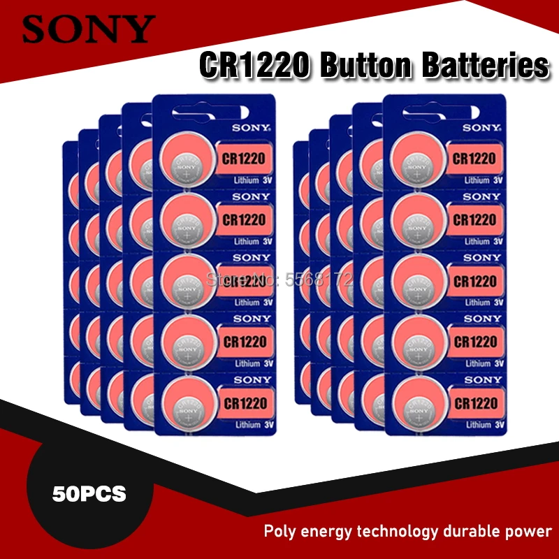 50 шт. Sony CR1220 100% оригинальный кнопочный аккумулятор cr 1220 ECR1220 GPCR1220 для часов