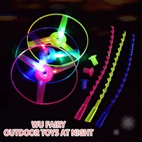 flying disc launcher toys set of 20 disk shooter sets with saucer gun spinning disk luminous toys super fun outdoor flying toys