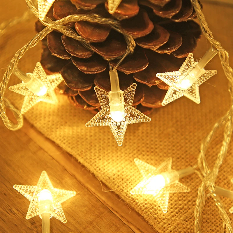 Светодиодный ная гирлянда со звездами работающая от батарейки лампа с