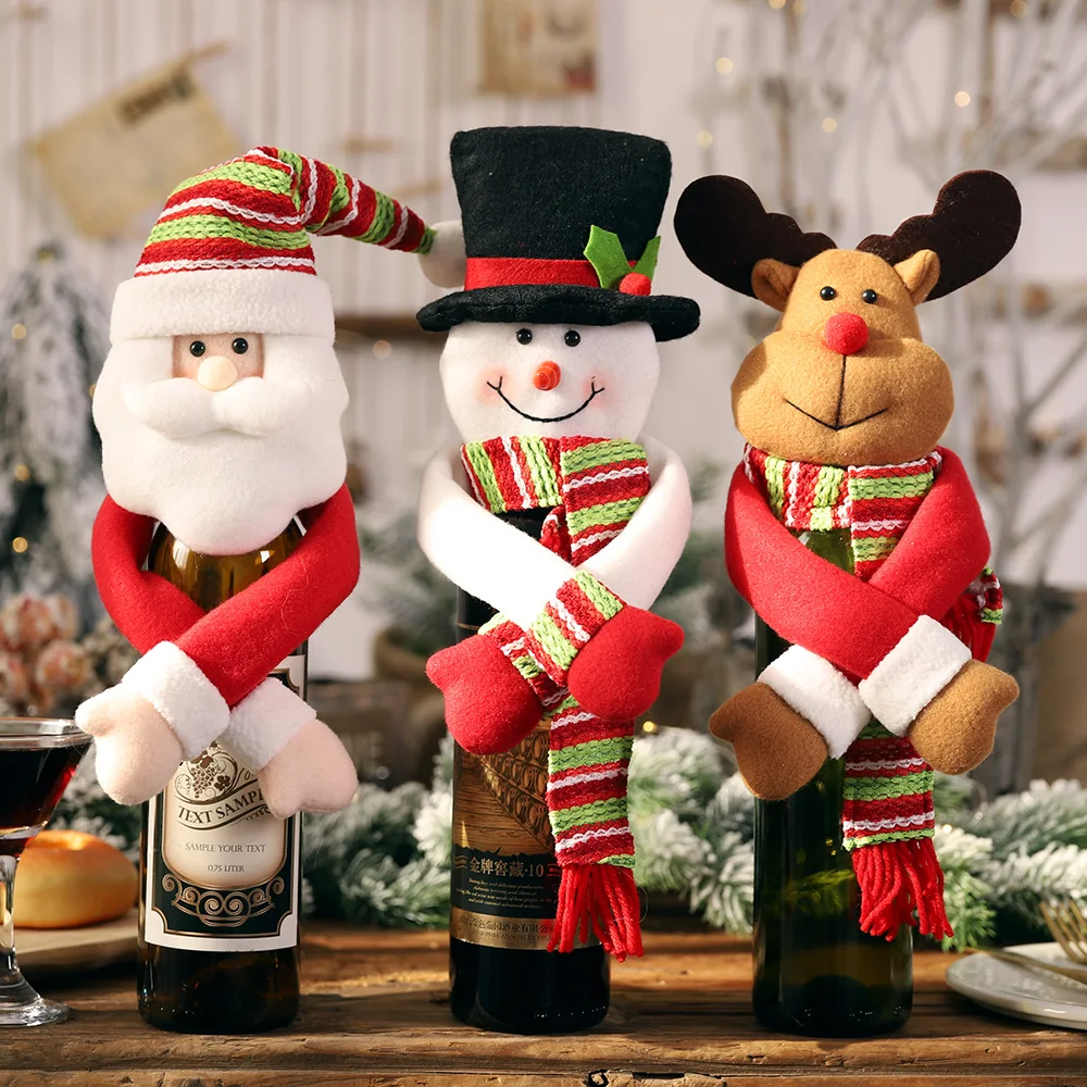 2020 Christmas Decorations for Home Santa Claus Wine Bottle Cover Snowman Stocking Gift Holders Xmas Navidad Decor New Year | Дом и сад
