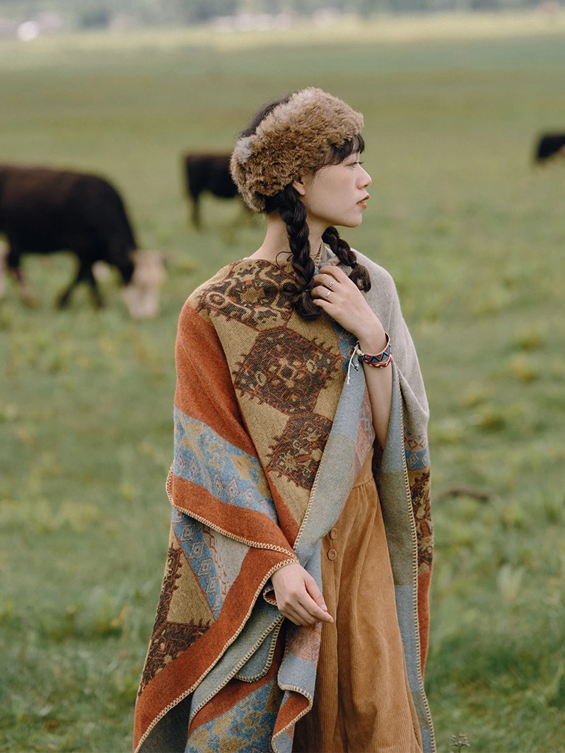 Шаль в этническом стиле Осень-зима для путешествий теплый Тибетский Юньнань