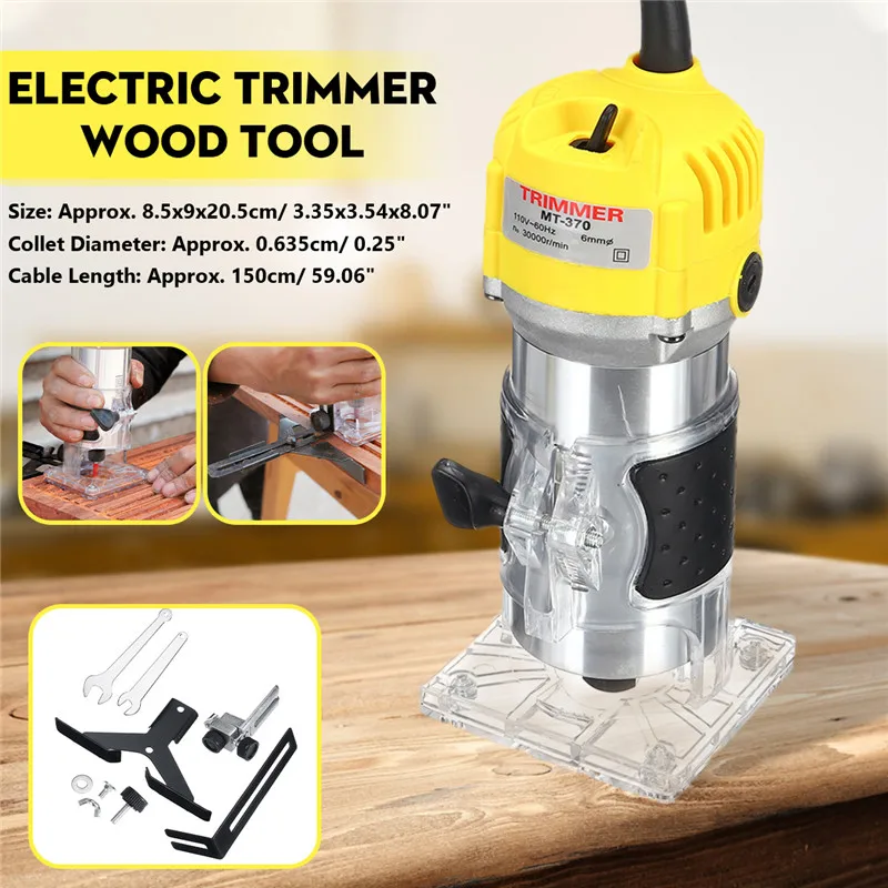 

110V/220V 1800W Electric Hand Trimmer 6.35mm Hand Wood Router Trimming Cutting Carving Machine Woodworking Laminator Router Tool