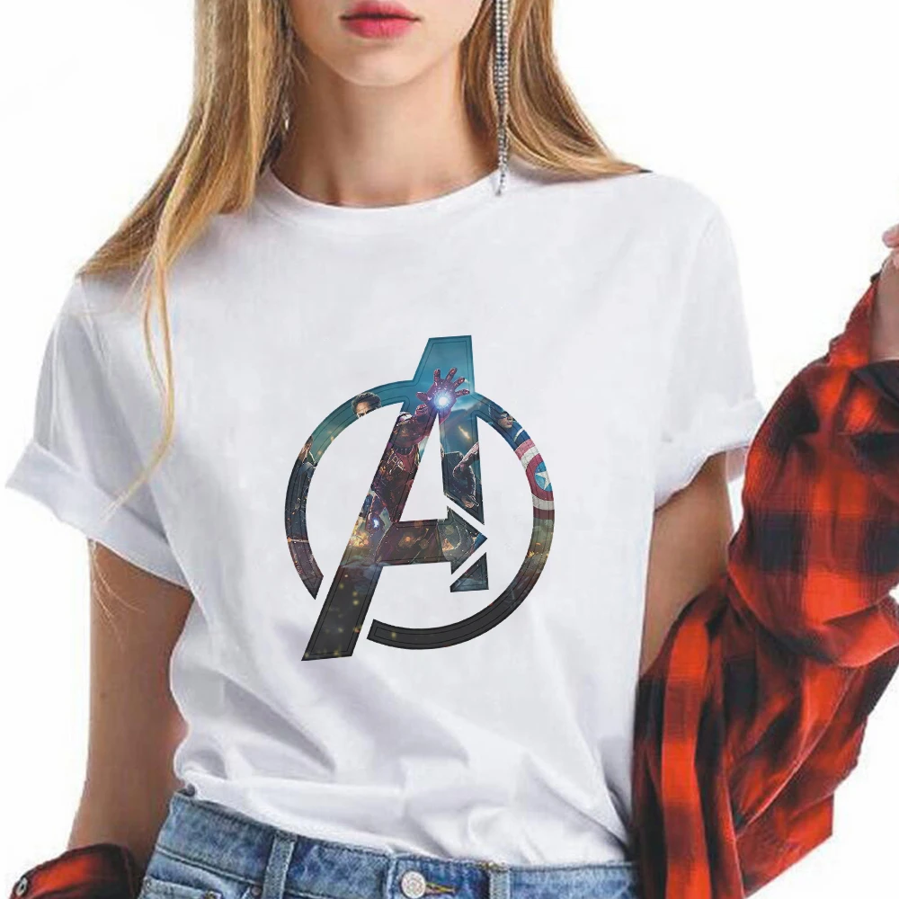 

Marvel T shirt Women Avengers Sign T shirt Fashion Europe Popular Unisex Clothes Summer Street Harajuku Style Tops Super Hero