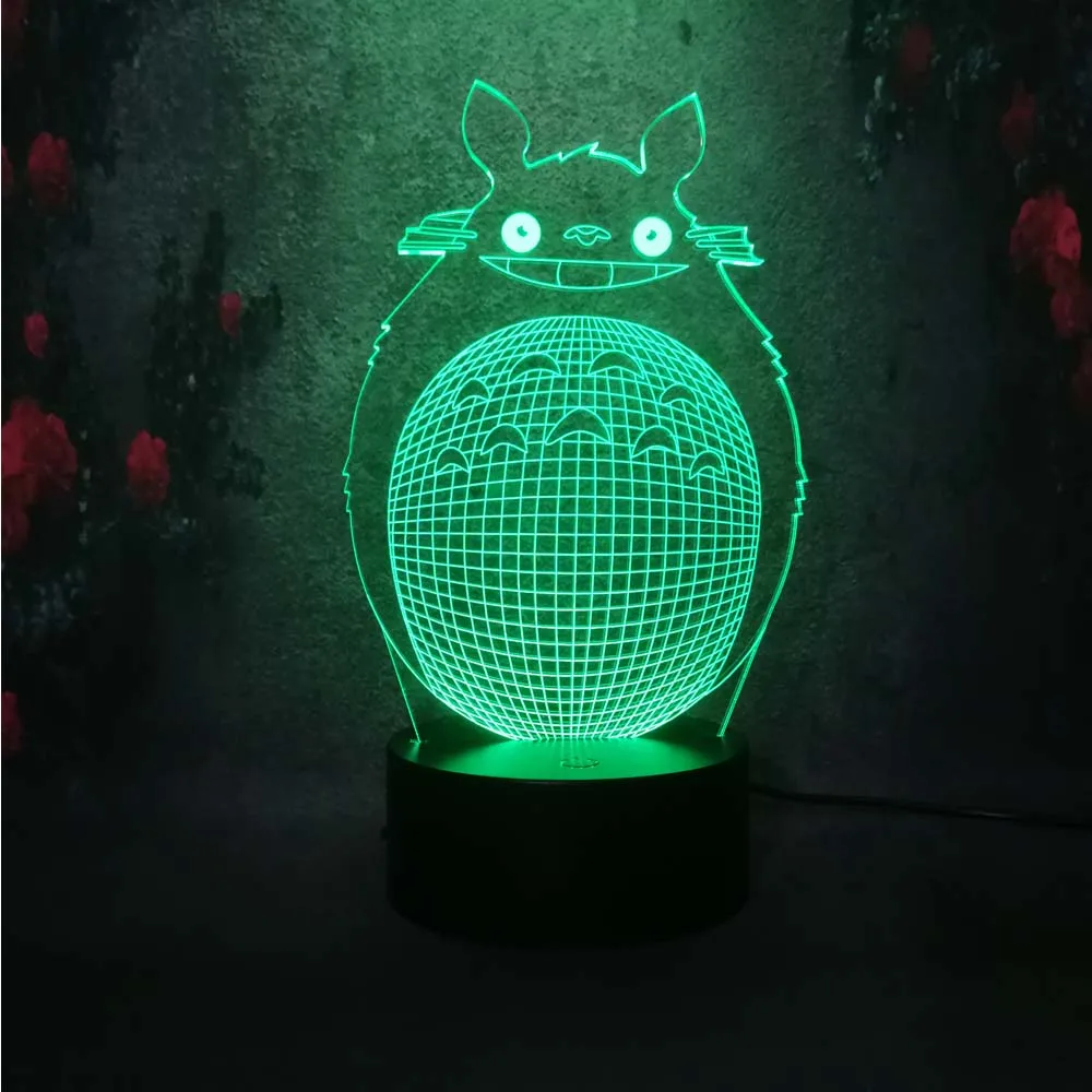 Hayao Miyazaki аниме мультфильм животных Тоторо Модель Ночник светильник 3D LED 7 цветов