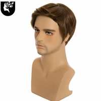 short synthetic hair wigs brown color mens wig straight wigs dark brown color natural male wig yourbeauti