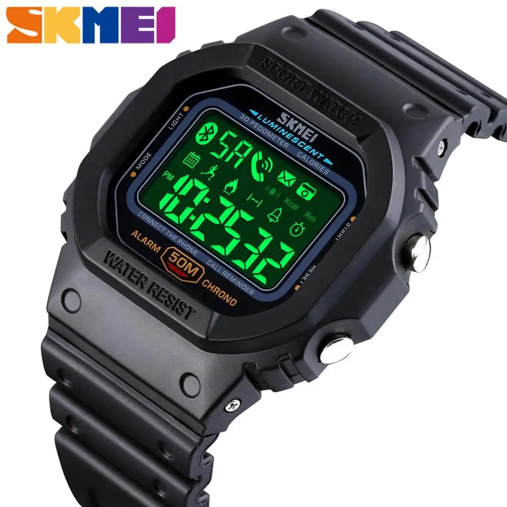 SKMEI Smart Bluetooth Digital Watch Men fashion Sport Waterproof Calorie Fitness Clock Watches Man Wristwatch reloj intelligent