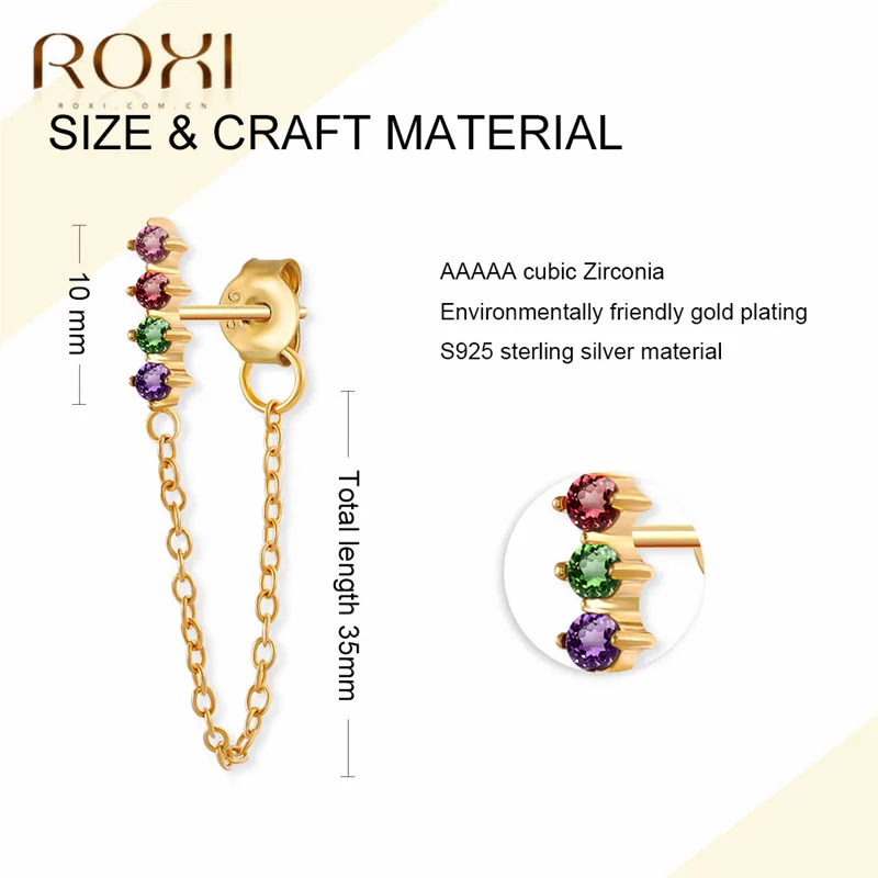 ROXI модные радужные Подвески с фианитом Висячие серьги для женщин Moon Star Boho ювелирные украшения для свадьбы серьги из стерлингового серебра 925 пробы