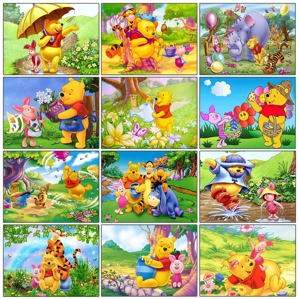 

Disney Full Square Drill Embroide 5D Diamond Painting "Friends Of Winnie The Pooh" Diamond Embroidered Mosaic Home Decoration