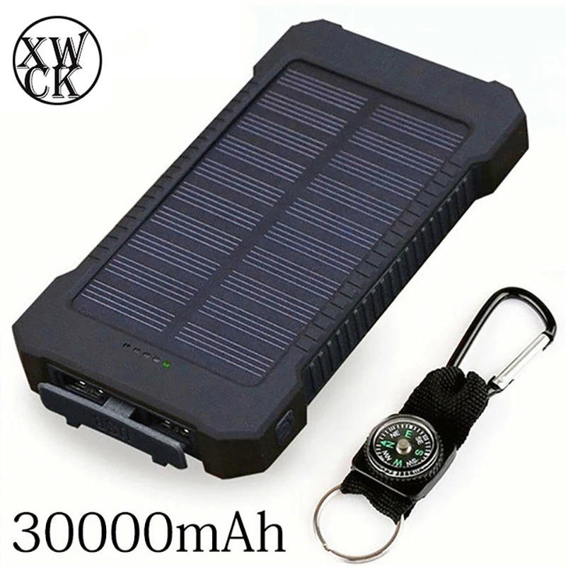 Внешний аккумулятор на солнечной батарее 30000 мАч со светодиодсветильник