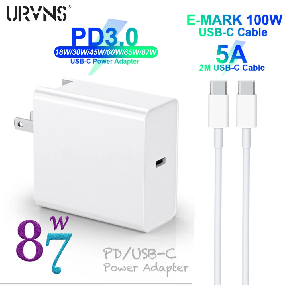 Устройство для быстрой зарядки URVNS 87 Вт USB C PD 3 0 адаптер питания ноутбука Macbook Air Pro