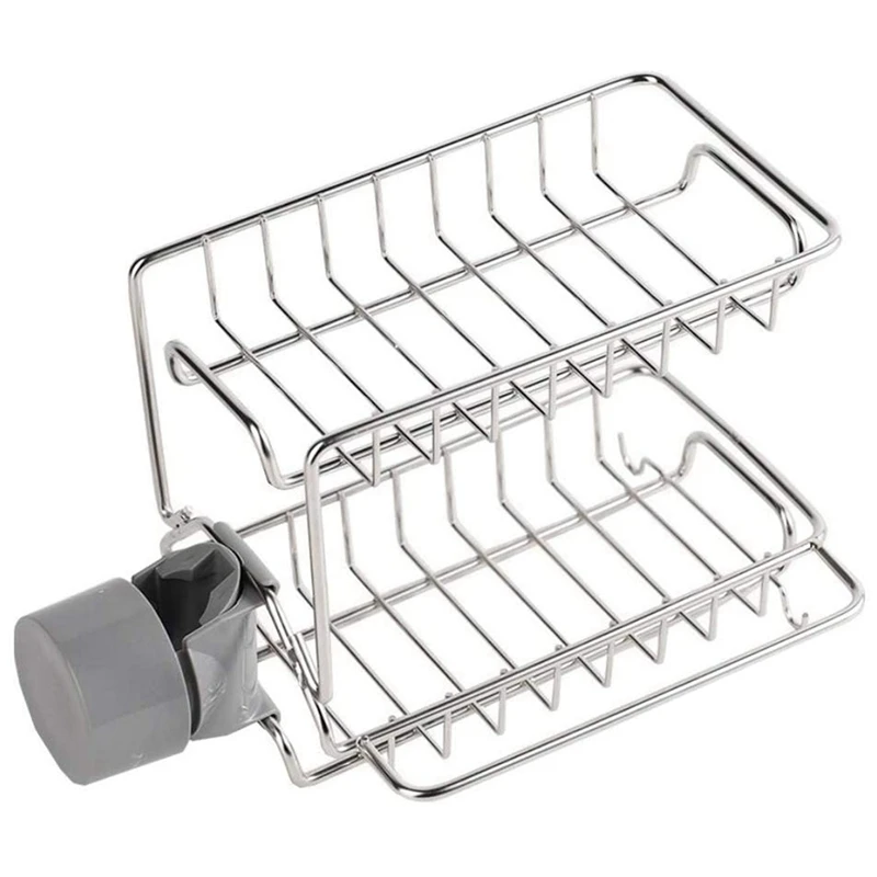 

Faucet Storage Rack, Holder Organizer for Soap Sponge Brush Scrubber Sink Caddy Organizer, Stainless Steel Storage Rack