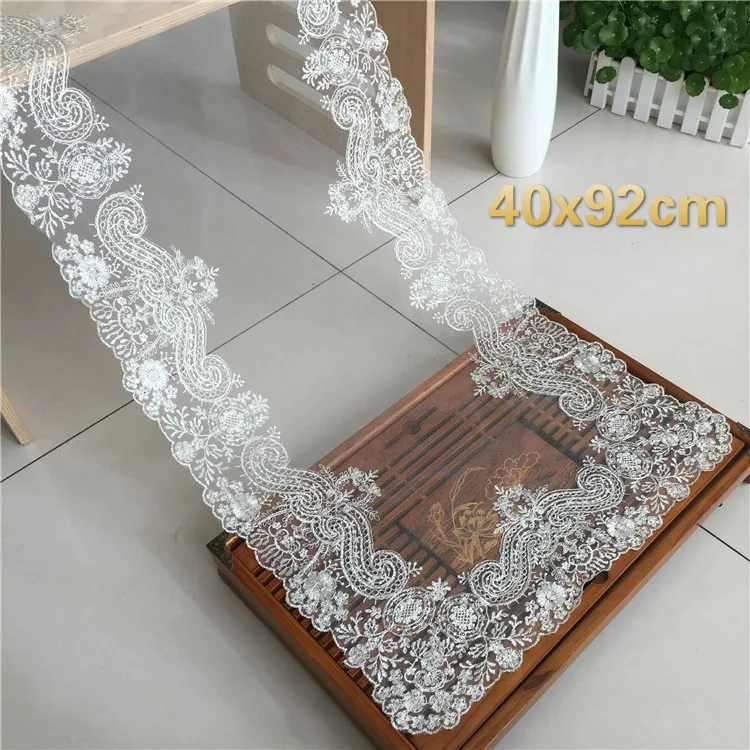 

New European Pastoral Style Mesh Embroidery Water Soluble Coffee Table Runner Flag Mat Placemat Christmas Wedding Decoration