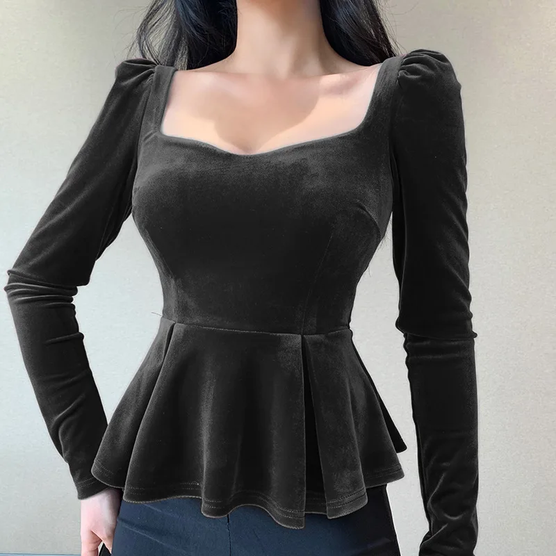 

Robellii Strapless Elegant Women Tee Tops Long Sleeve Autumn Skinny T Shirt