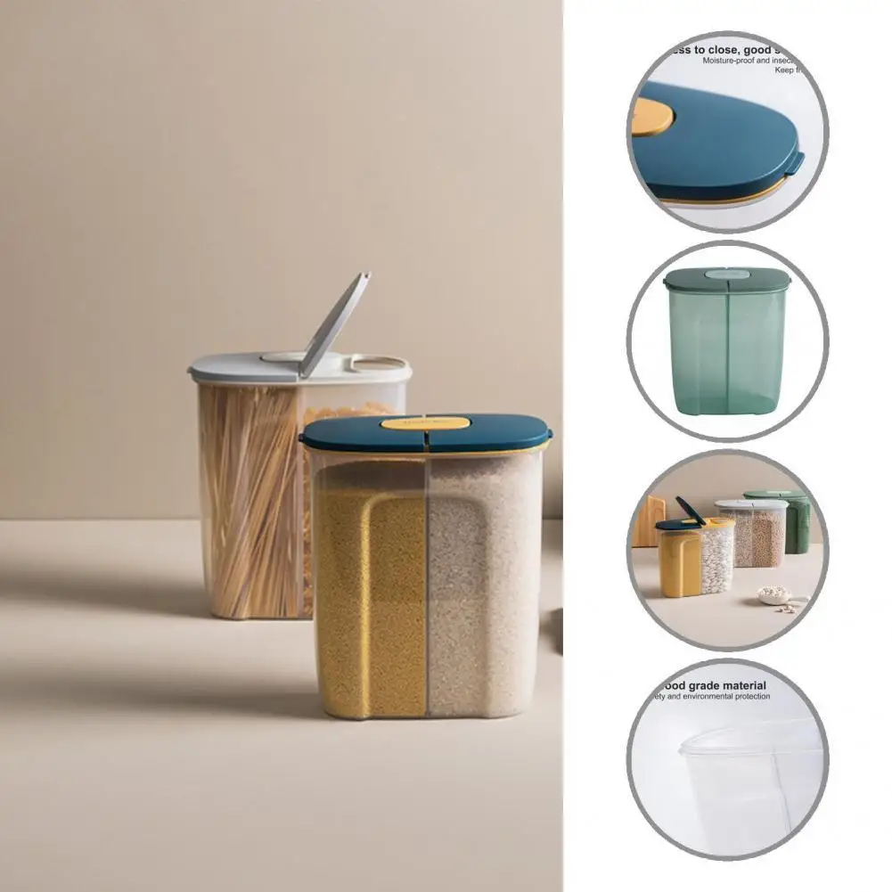 

Food Grade Material Fashion Cereal Dispenser with Adjustable Dividers Sealed Cereal Storage Container Sturdy for Kitchen