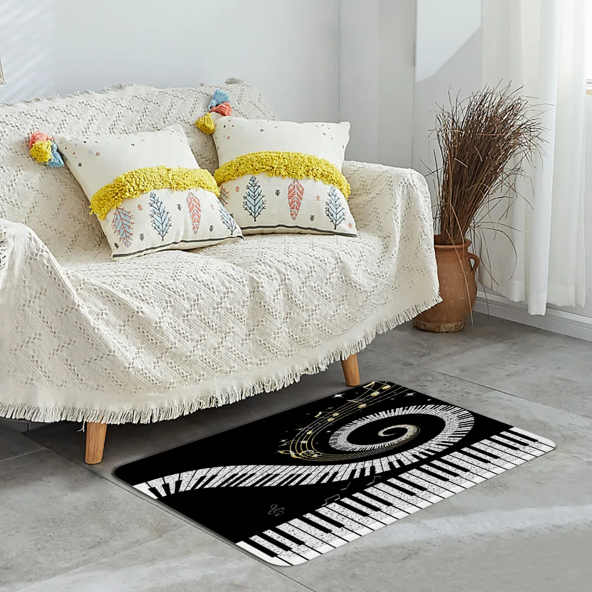 Черно-белый коврик для дверей Piano Keys напольный ног с проволочной петлей прихожей