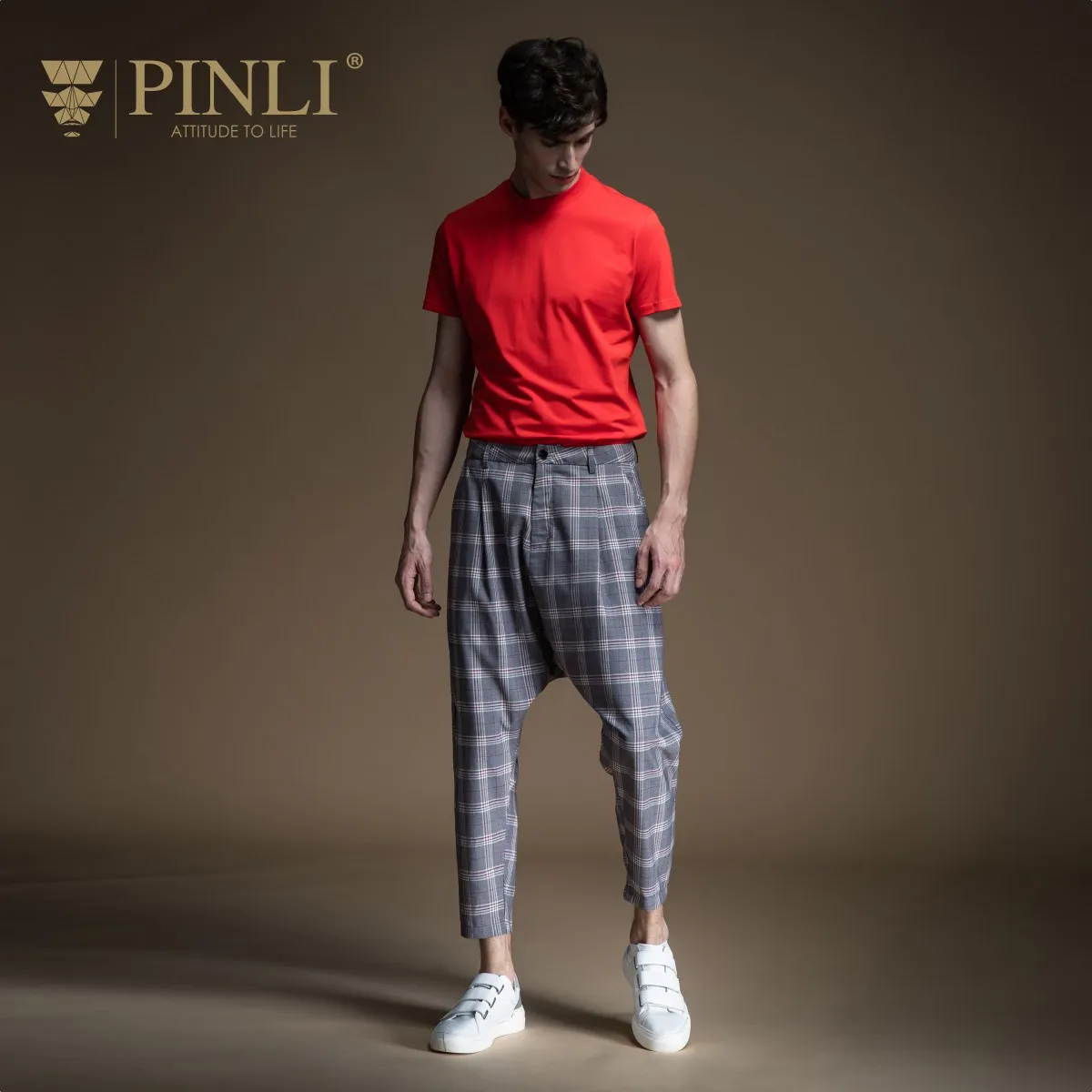 Pinli 2020 Spring New Slim English lattice Pencil pants Men's Business Casual Harem Ankle-length Pant B201317094 | Мужская одежда
