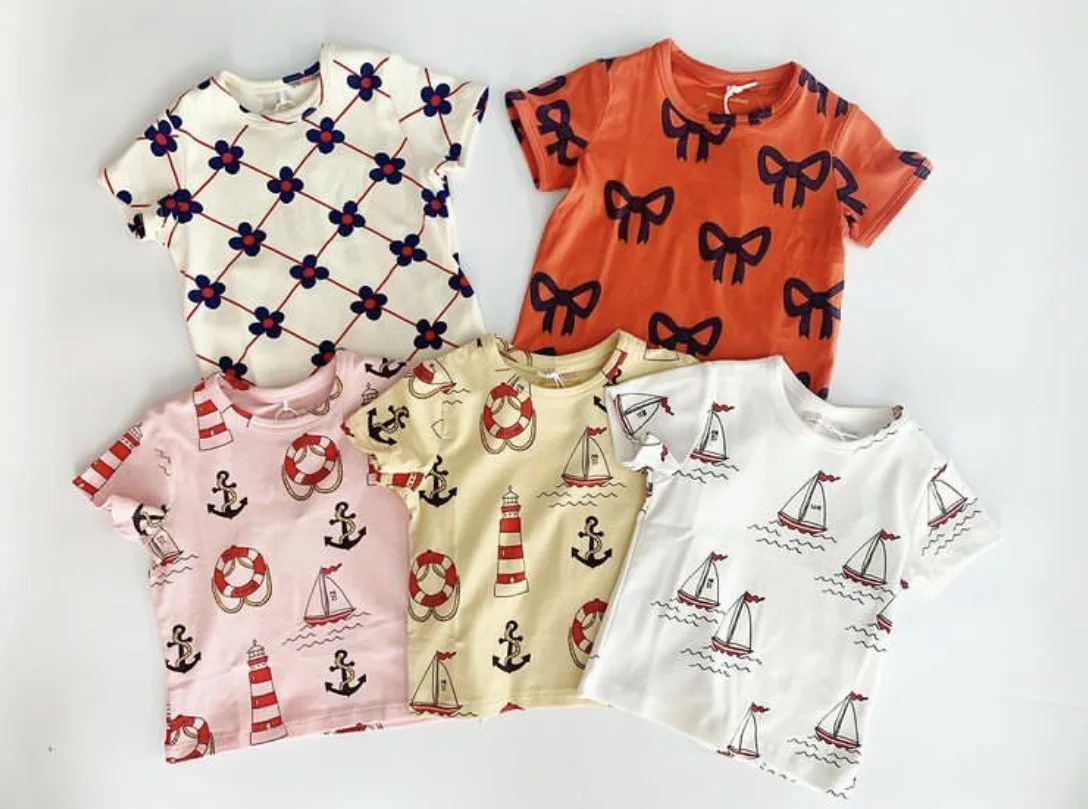 

Girls Dresses 2021 Summer New Baby Cotton Boys And Girls Sets T-Shirt Shorts Children's Summer Bow Short-Sleeved Dresses