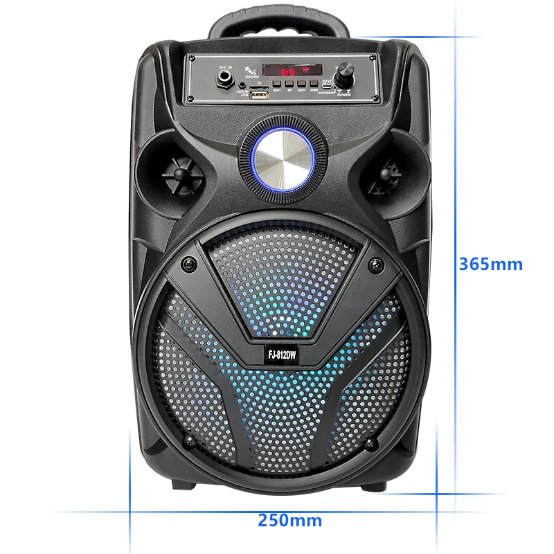 

8-дюймовый портативный динамик Bluetooth-совместимый музыкальный бас-динамик сабвуфер наружный беспроводной громкий динамик поддержка TF FM ради...