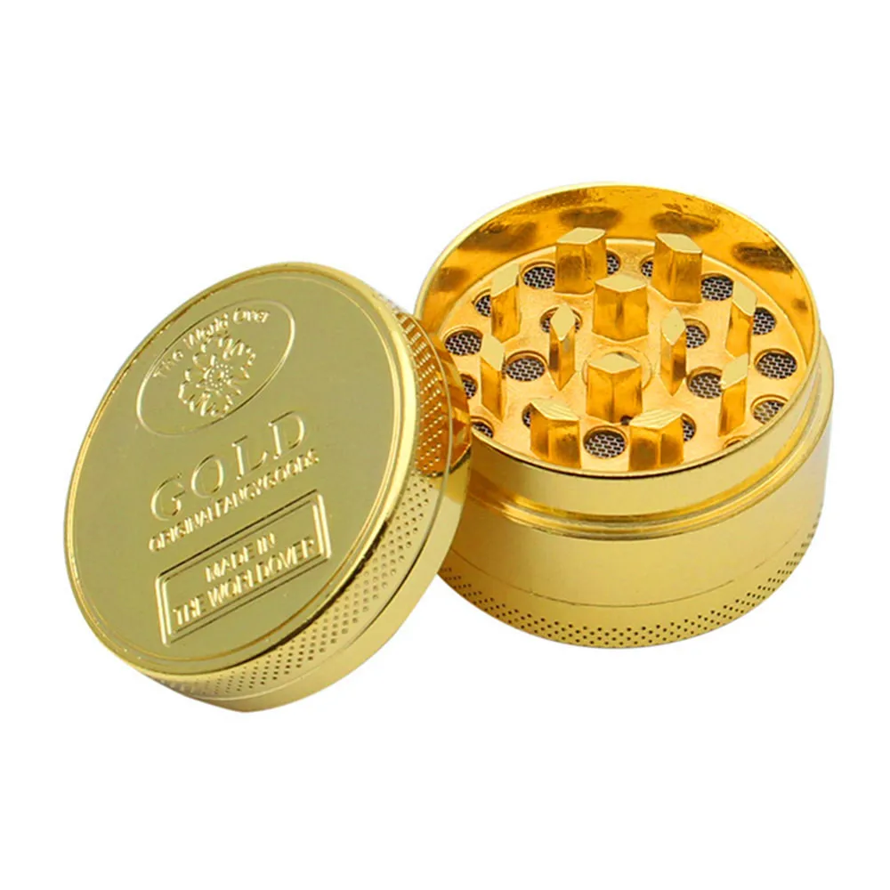 

3-layer 40mm Cigarette Accessories Herb & Spice Mills Gold Metal Type Herbal Herb Tobacco Grinder Alloy Herbal Herb Tobacco
