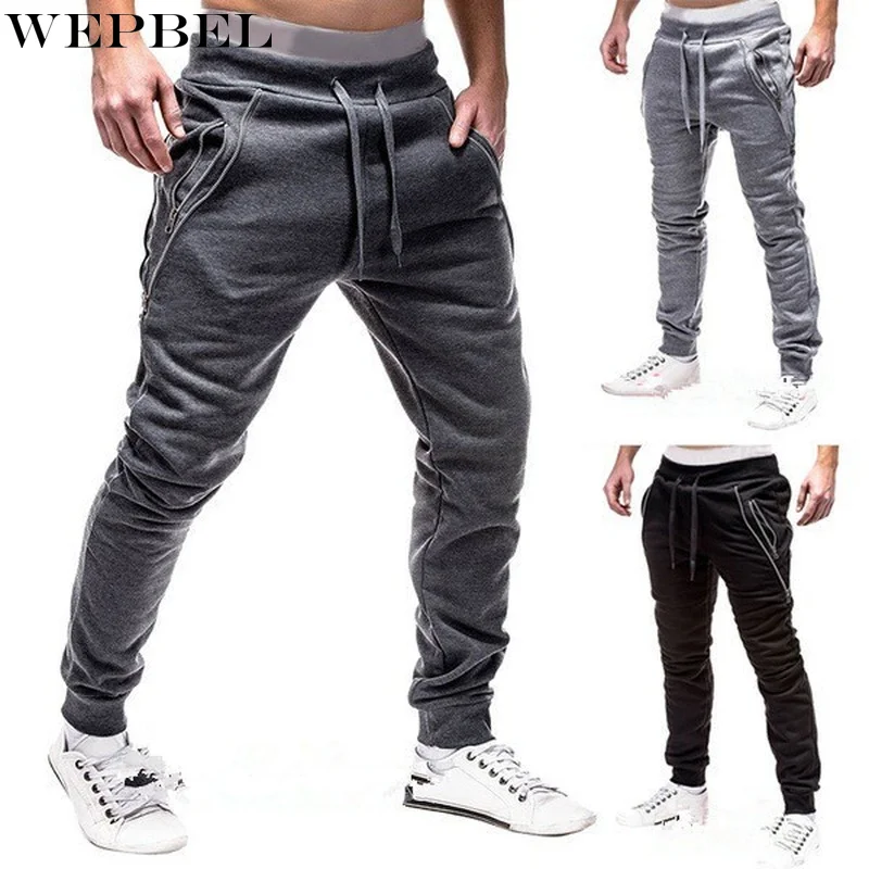 

WEPBEL Men Drawstring Trousers Loose Sweatpants Casual Elastic Waist Pencil Pants