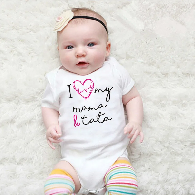 Фото Комбинезон детский I Love My Mama, хлопковый, с коротким рукавом, для мальчиков и девочек, 2021 №2