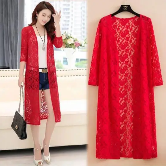 Верхняя одежда для женщин 2020 рукав до локтя кружево открытая строчка красные