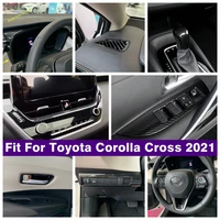 dashboard air outlet gear head knob lift button lights control panel cover trim for toyota corolla cross 2021 2022 carbon fiber