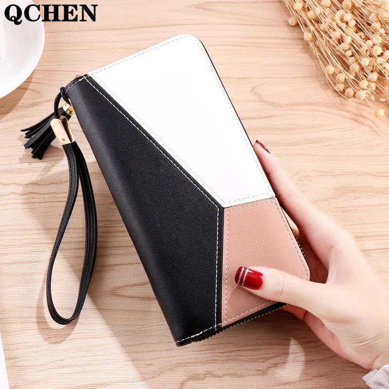 Женские кошельки на молнии роскошные брендовые кожаные с кисточкой Дизайнерские