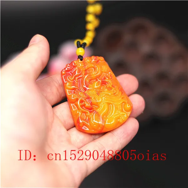 Натуральный красный желтый Нефритовый камень Дракон ожерелье из бисера