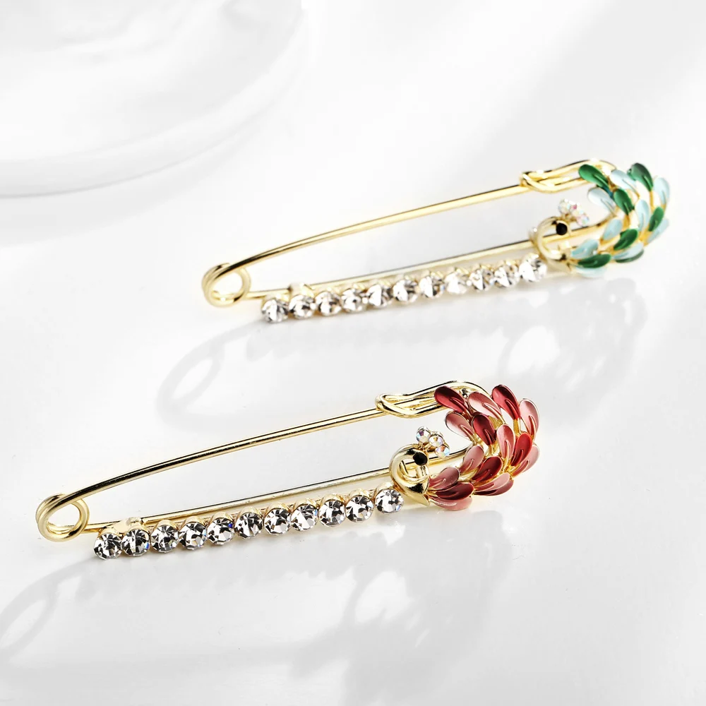 Большой размер кулон опал Шарм булавки для хиджаба шарфа женщин зеленый павлин