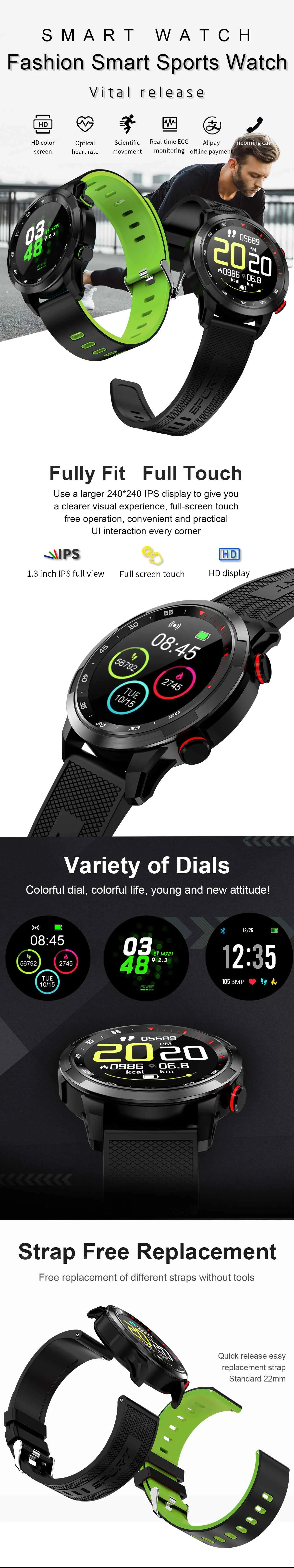 Bakeey V09 Full Touch HD дисплей Smart Band ECG Монитор артериального давления сердечного ритма bluetooth спортивные Смарт-часы для Android для IOS