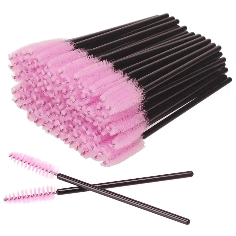 pink Hotting 1000 шт., одноразовые ресницы для наращивания ресниц, кисти для макияжа, тушь для бровей, палочка, аппликатор, гибкий, можно сгибать - Handle Color: pink