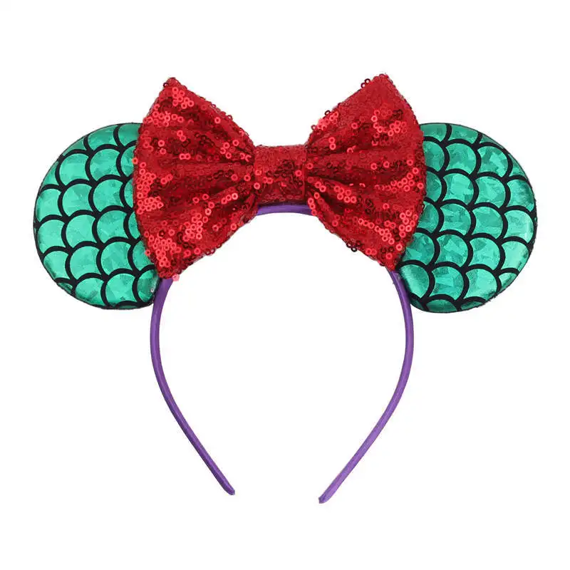 headband 2 3," Русалка Минни ободок с мышиными ушками Блестки для волос повязка для волос с бантом DIY Девушки аксессуары для волос для детей модный Косплей-повязка на волосы - Цвет: headband 2