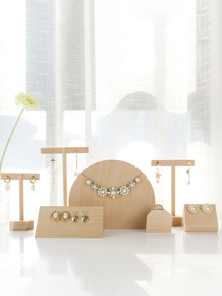 

Solid Wood Earrings Display Holder Necklace Pendant Ring Display Stand Vintage Jewelry Display Holder