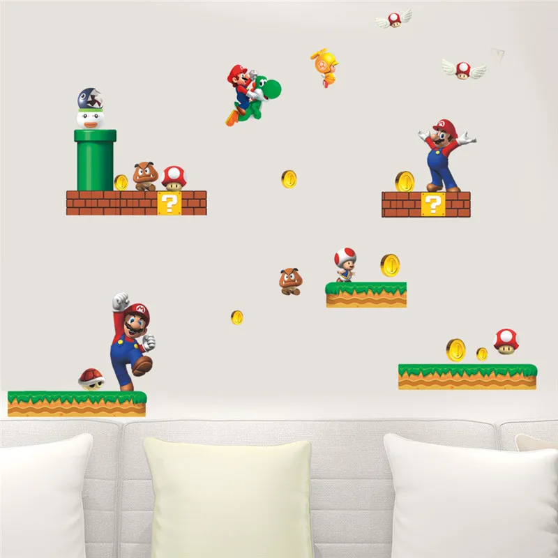Детство мультфильм Супер Марио Наклейка на стену для детской комнаты