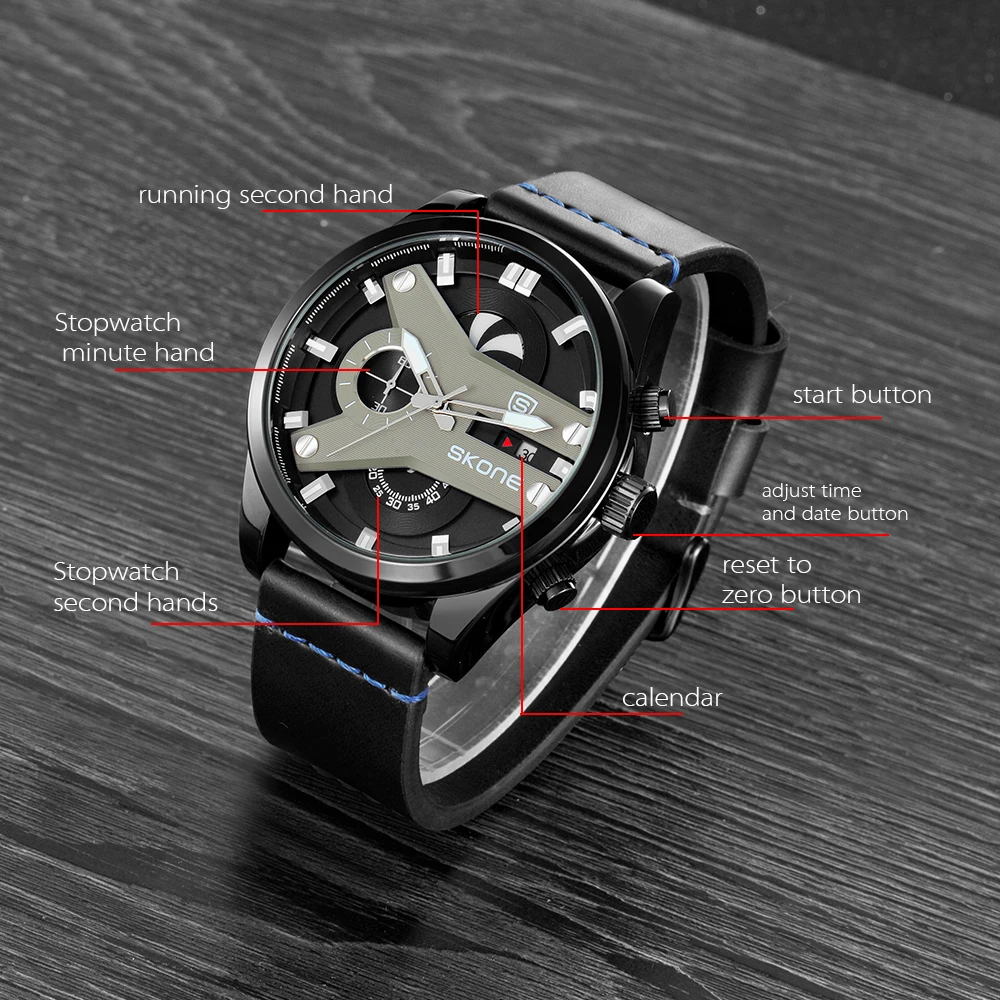 Мужские часы 30 м Водонепроницаемые высококачественные мужские с ремешком из