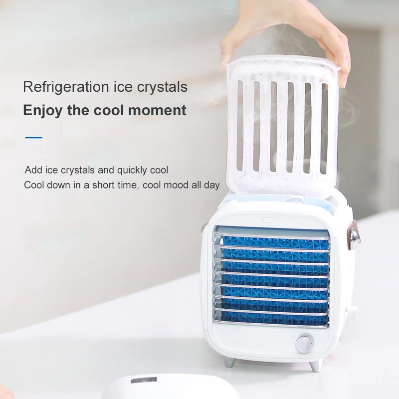

Mini Air Conditioner Air Cooler Fans USB Portable Air Cooler Table Mini Icy Fan Ambient Light For Purification Home Office
